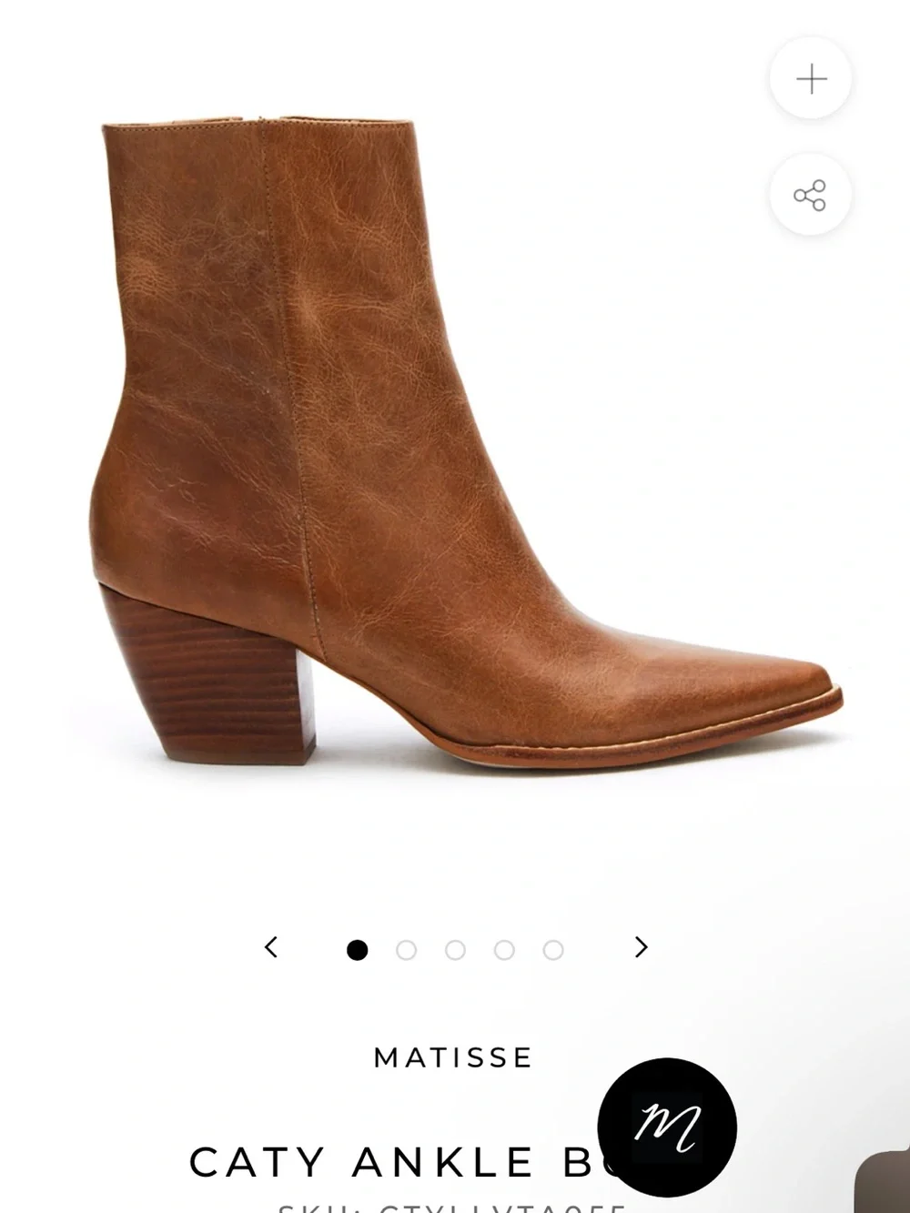Matisse Tan Caty Pointed-Toe Leather Ankle Booties - Picture 1 of 5